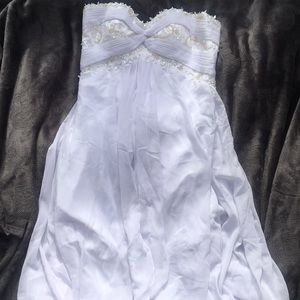 White and gold prom dress